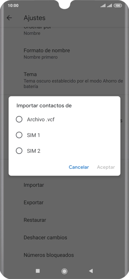 Pulsa la tarjeta SIM deseada.