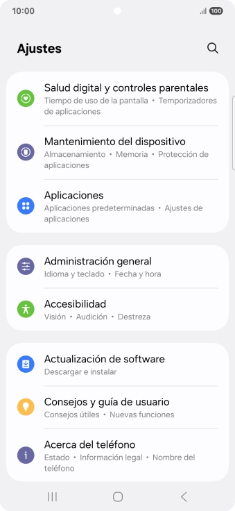 Pulsa Administración general.