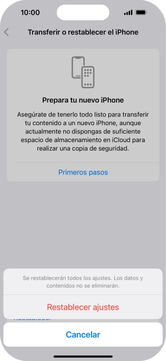 Pulsa Restablecer ajustes.