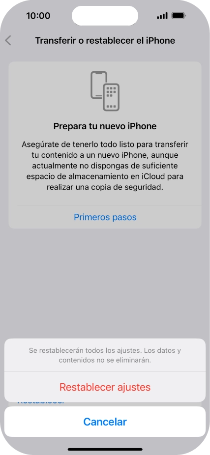 Pulsa Restablecer ajustes.