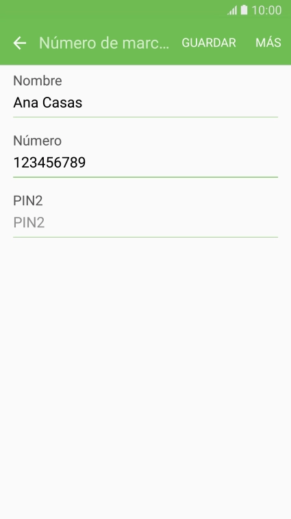 Pulsa PIN2 e introduce el código PIN2.