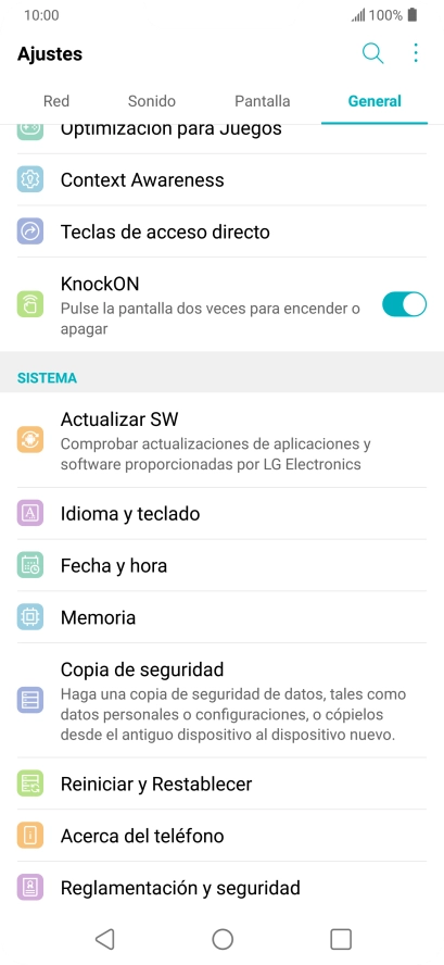 Pulsa Actualizar SW.