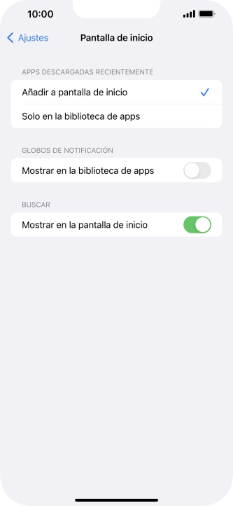 Para añadir nuevas apps descargadas a la pantalla de inicio y a la biblioteca de apps, pulsa Añadir a pantalla de inicio.