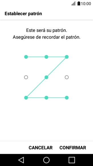 Vuelve a introducir el código de seguridad seleccionado y pulsa CONFIRMAR. Sigue las indicaciones de la pantalla para insertar un código PIN.