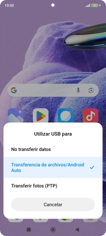 Pulsa Transferencia de archivos/Android Auto.
