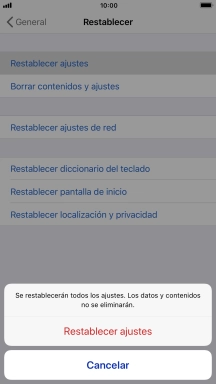 Pulsa Restablecer ajustes.