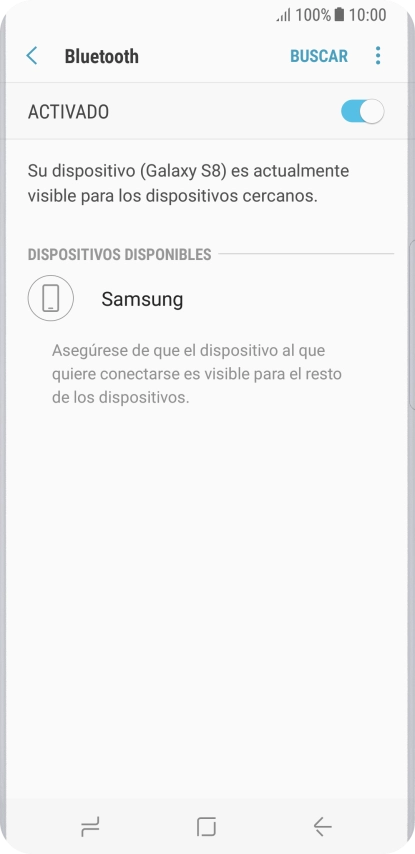 Pulsa el dispositivo Bluetooth deseado y sigue las indicaciones de la pantalla para vincular el dispositivo al teléfono.
