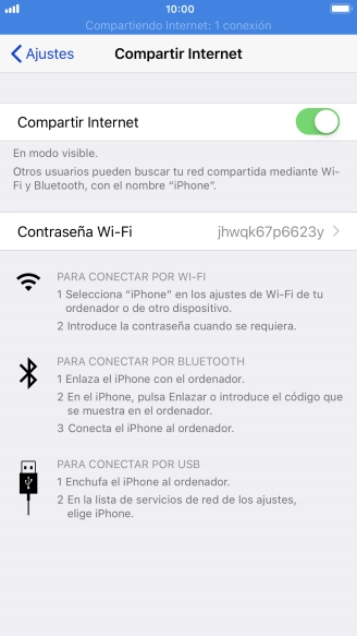Pulsa Contraseña Wi-Fi e introduce una contraseña.
