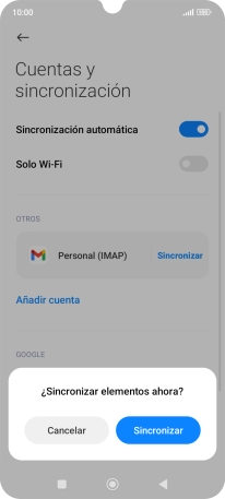 Si activas la función, pulsa Sincronizar.