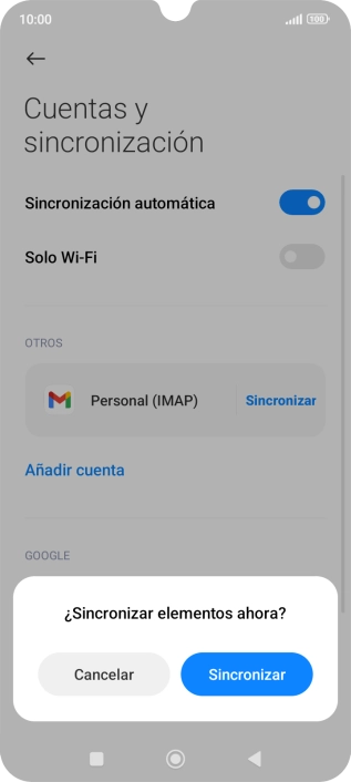 Si activas la función, pulsa Sincronizar.