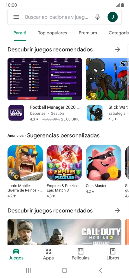 Desliza el dedo hacia la derecha desde la parte izquierda de la pantalla.