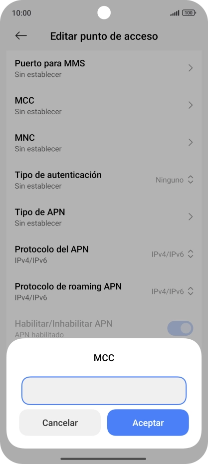 Introduce 214 y pulsa Aceptar.