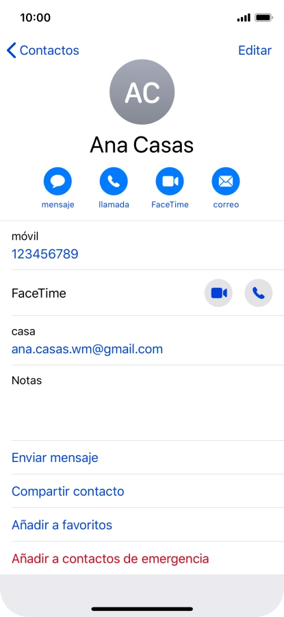 Pulsa el número de teléfono deseado.
