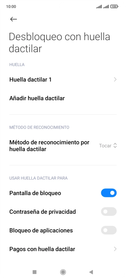 Pulsa  el indicador junto a los ajustes deseados para activarlos o desactivarlos.