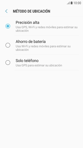Si seleccionas Precisión alta, el teléfono podrá encontrar tu posición exacta con ayuda de los satélites GPS, la red móvil y una red wifi cercana. El GPS por satélite requiere vista libre al cielo.