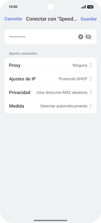 Introduce la contraseña de la red wifi y pulsa Guardar.