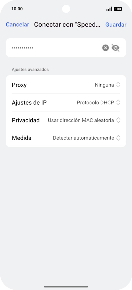 Introduce la contraseña de la red wifi y pulsa Guardar.