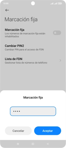 Introduce el código PIN2 y pulsa Aceptar.
