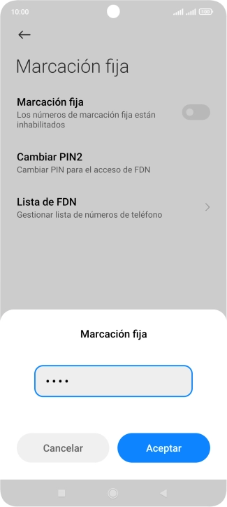 Introduce el código PIN2 y pulsa Aceptar.