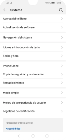 Pulsa Actualización de software. Si hay una versión de software nueva disponible, aparecerá ahora en la pantalla. Sigue las indicaciones de la pantalla para actualizar el software del teléfono.