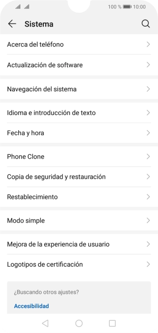 Pulsa Actualización de software. Si hay una versión de software nueva disponible, aparecerá ahora en la pantalla. Sigue las indicaciones de la pantalla para actualizar el software del teléfono.