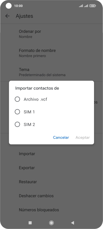 Pulsa la tarjeta SIM deseada.