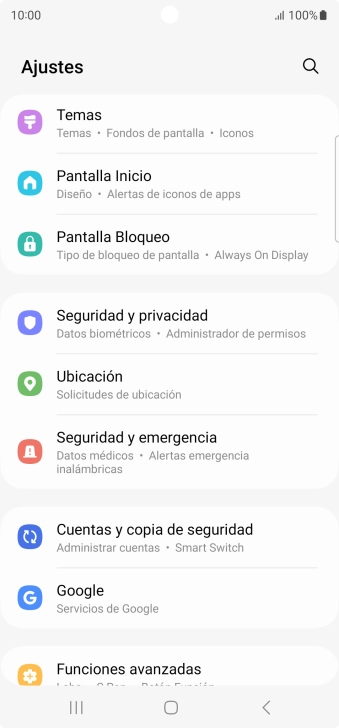 Pulsa Cuentas y copia de seguridad.