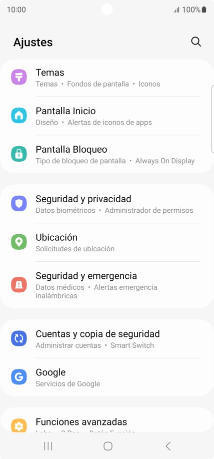 Pulsa Cuentas y copia de seguridad.