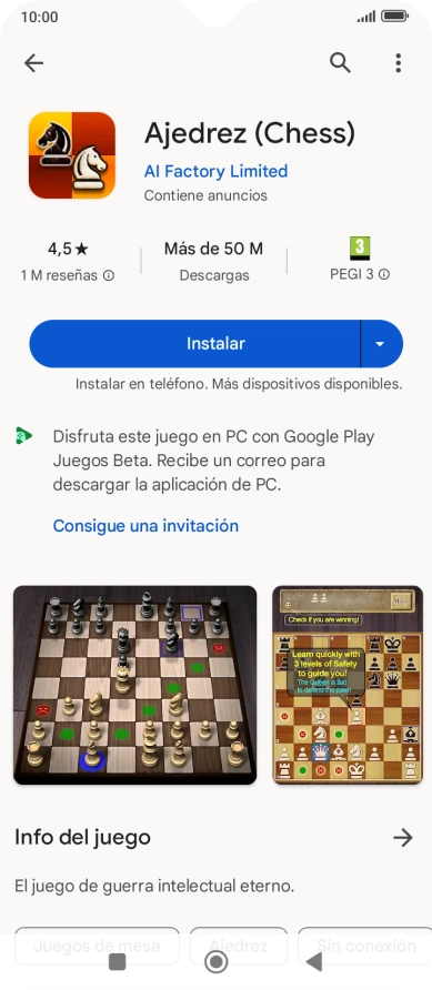 Pulsa Instalar y sigue las indicaciones de la pantalla para instalar la app.