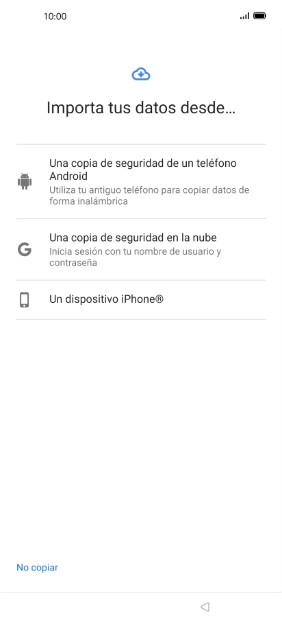Pulsa el modo de transferencia deseado y sigue las instrucciones de la pantalla para transferir el contenido.