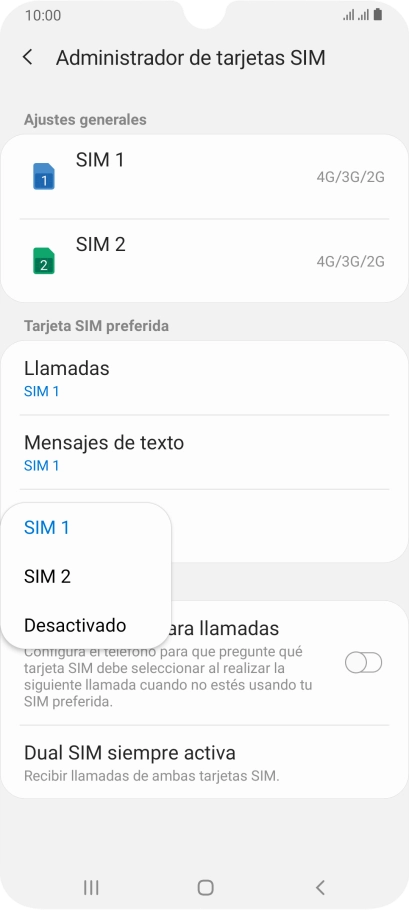 Pulsa el ajuste deseado.