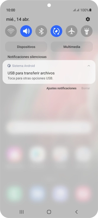 Pulsa Toca para otras opciones USB..