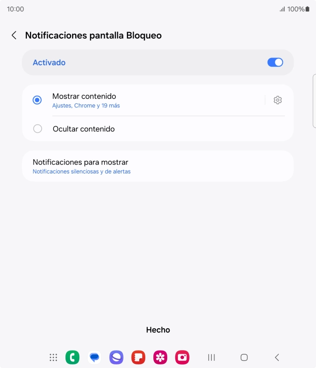 Pulsa los ajustes deseados para activarlos o desactivarlos.