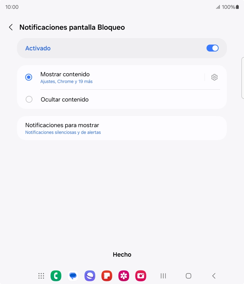 Pulsa los ajustes deseados para activarlos o desactivarlos.