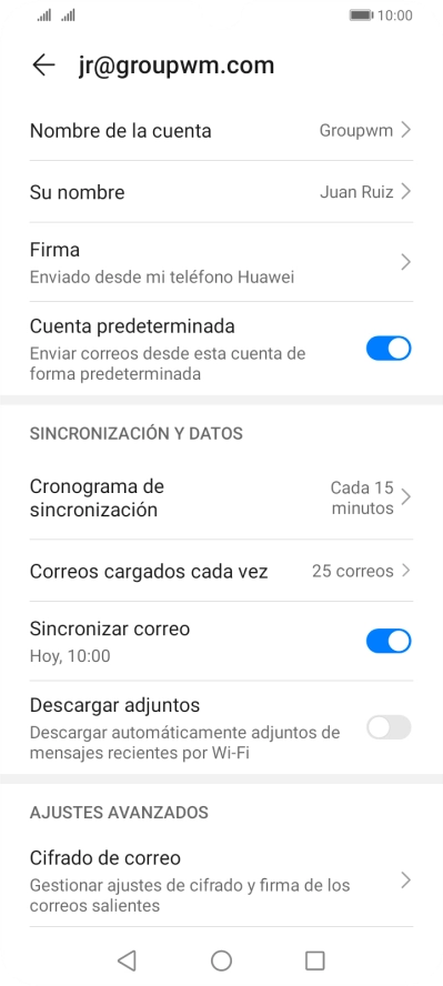 Pulsa Nombre de la cuenta.