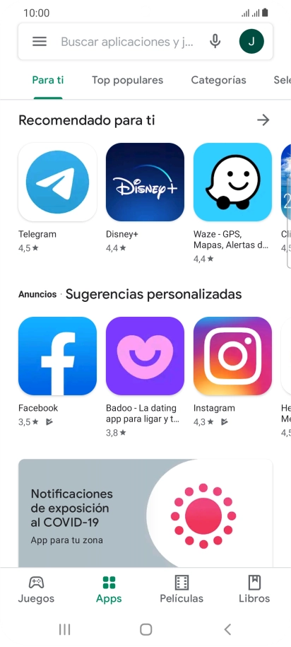 Pulsa en el campo de búsqueda.