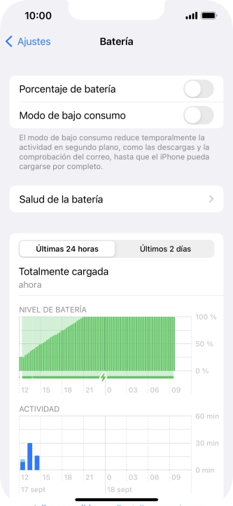 Pulsa Salud de la batería.