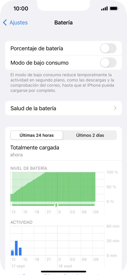 Pulsa Salud de la batería.