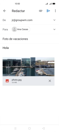Pulsa el icono de envío cuando termines de escribir el correo electrónico.