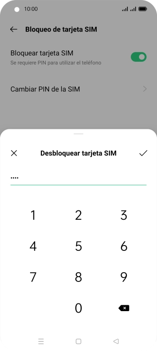 Introduce el código PIN y pulsa el icono de aceptar. Introduce el código PIN y pulsa el icono de aceptar.