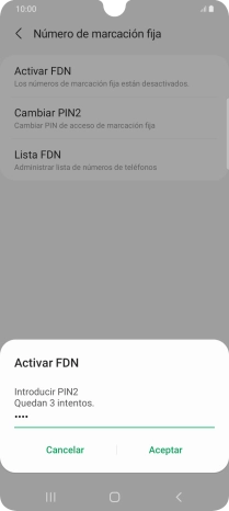 Introduce el código PIN2 y pulsa Aceptar.