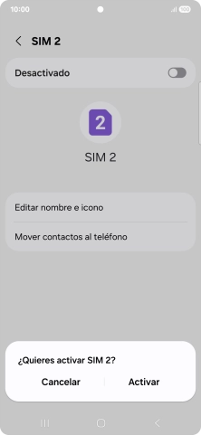 Si deseas desactivar el uso de la línea móvil (SIM), pulsa Activar.