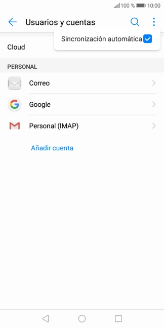 Pulsa Sincronización automática para activar o desactivar la función.