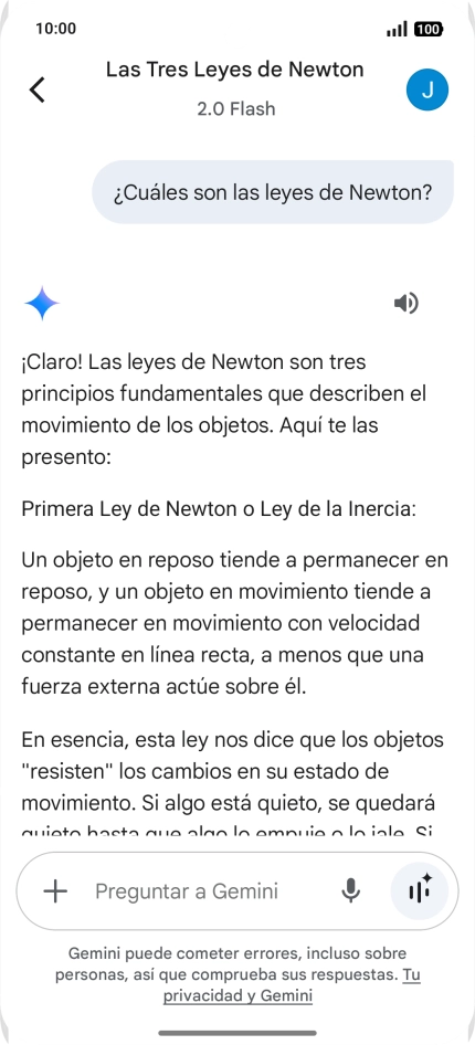 La transcripción de la conversación con Gemini Live aparece ahora en la pantalla.