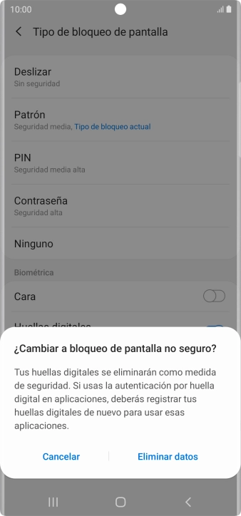 Pulsa Eliminar datos.