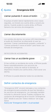Pulsa Definir contactos de emergencia y sigue las indicaciones de la pantalla para insertar la información y tus contactos de emergencia.