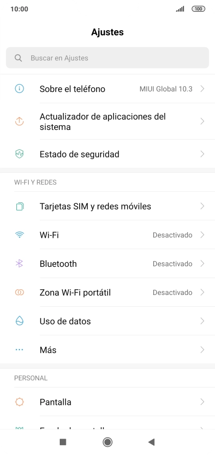 Pulsa Tarjetas SIM y redes móviles.