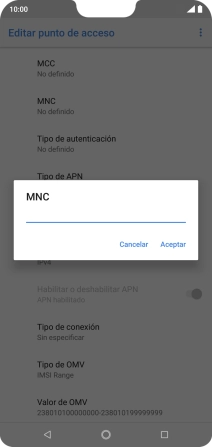 Introduce 01 y pulsa Aceptar.