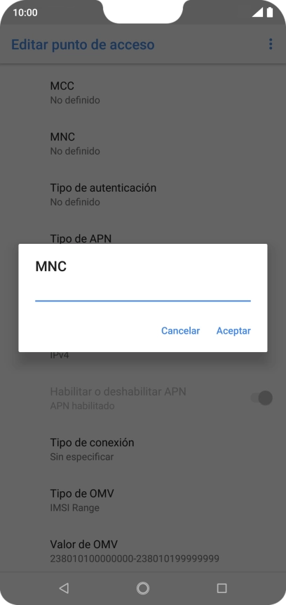 Introduce 01 y pulsa Aceptar.