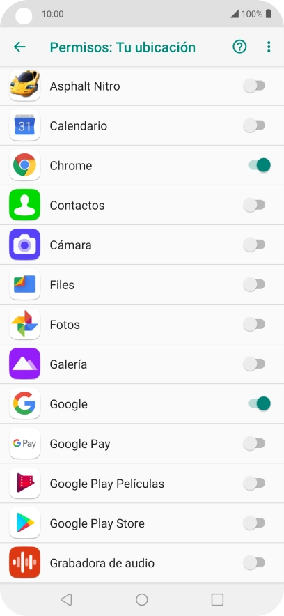 Pulsa el indicador junto a la app deseada para activar o desactivar la función.